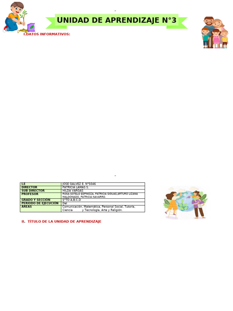 Unidad de Aprendizaje 3: Cuidado Ambiental | PDF | Datos | Geometría