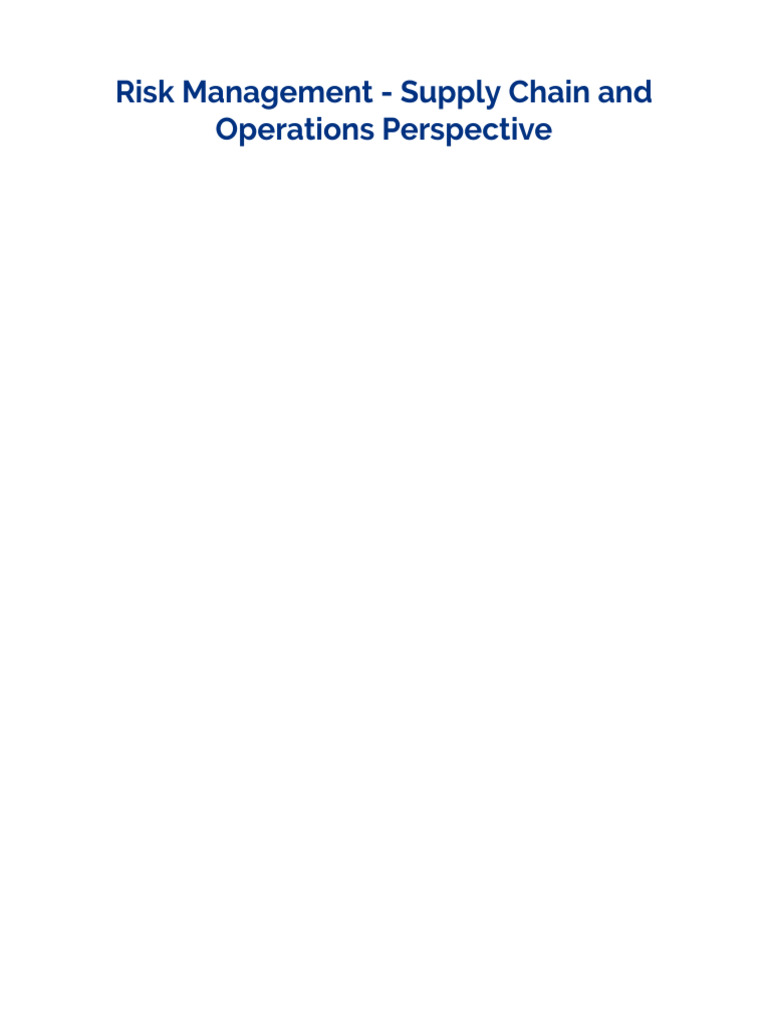 Supply Chain Risk Management Guide | PDF | Risk | Risk Management