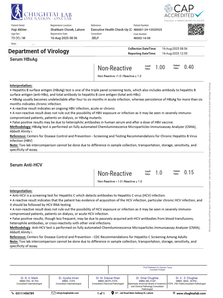 Comprehensive Lab Report for Haji Akhter | PDF | Glycated Hemoglobin ...
