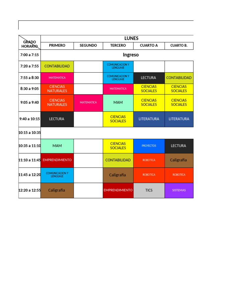 Receso: Horario de Clases 2025 | PDF | Educación en artes liberales ...