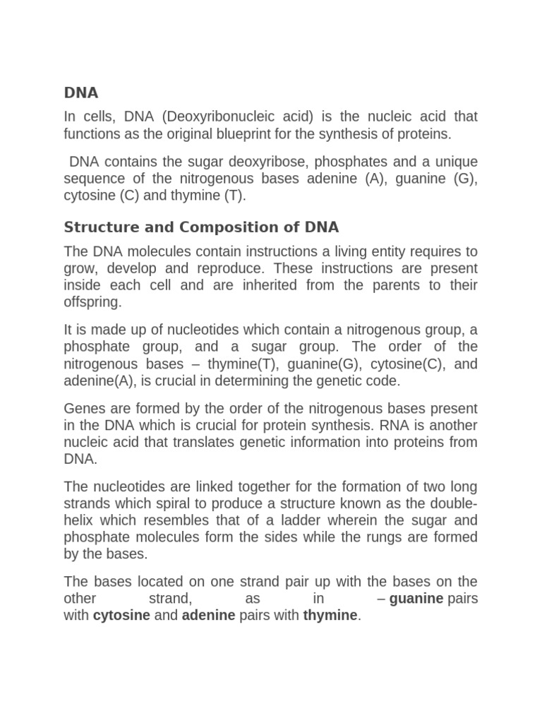 Understanding DNA and RNA Structure | PDF | Rna | Dna