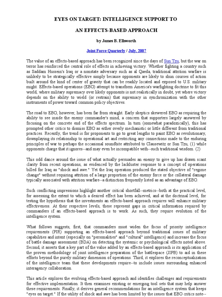 Eyes On Target - Intell Support To An Eba - 2007 | PDF | Leadership ...