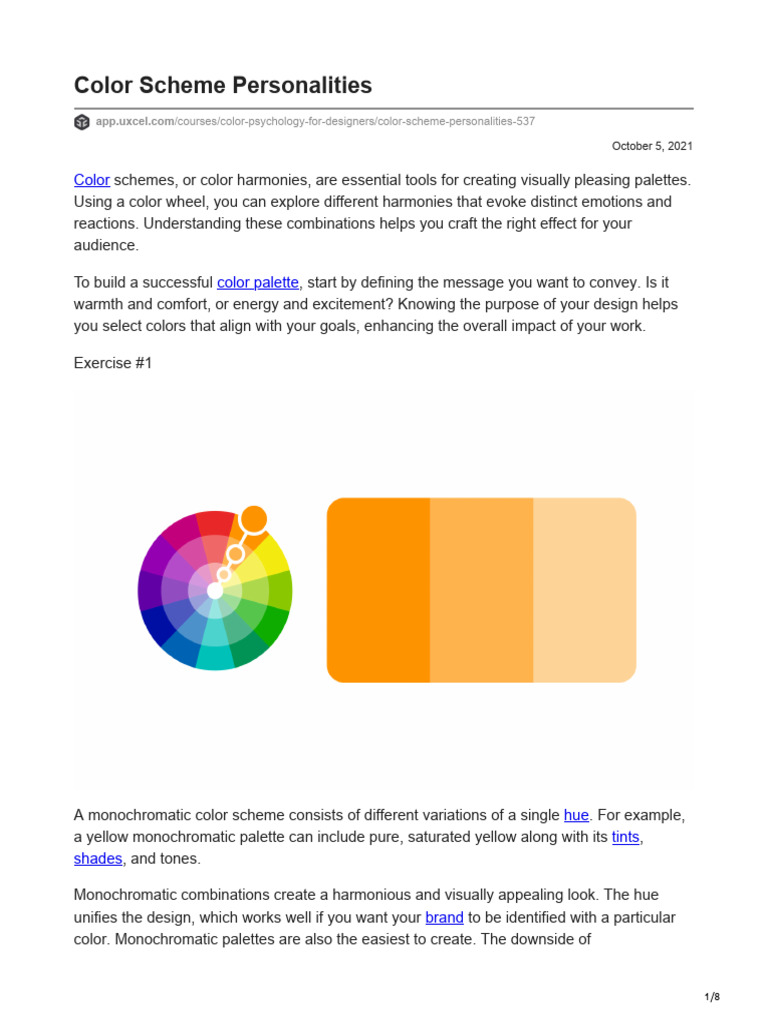 Color Scheme Personalities Explained | PDF | Color | Psychophysics