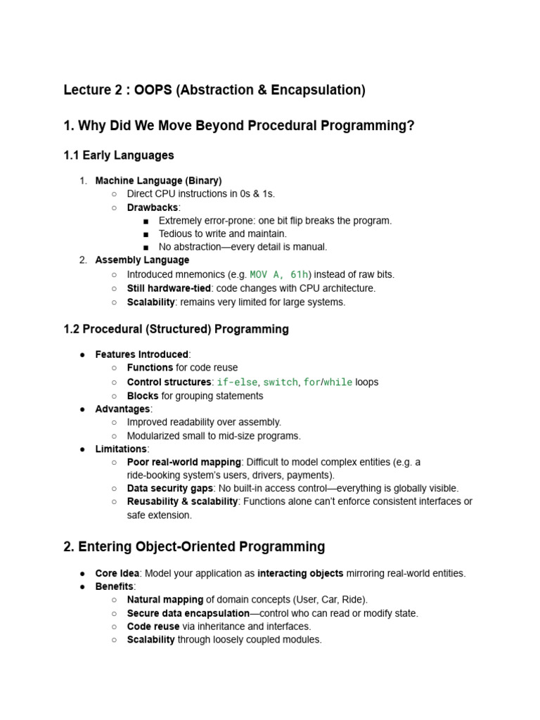 OOP Fundamentals: Abstraction & Encapsulation | PDF | Class (Computer ...