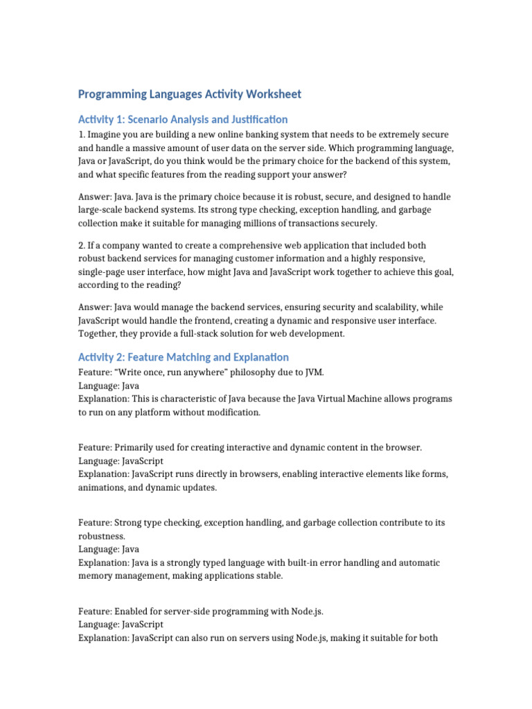 Programming Languages for Web Development | PDF | Java (Programming ...