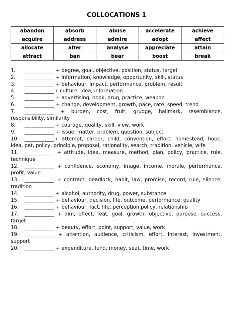 Collocations 1 | PDF