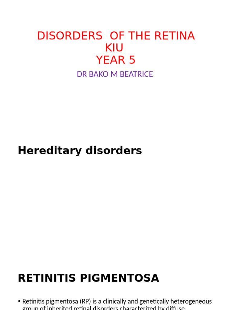 Retinal Disorders: RP & Retinoblastoma Overview | PDF | Retina ...