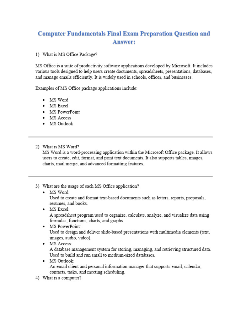 MS Office Exam Prep Guide | PDF | Microsoft Office | Microsoft Word