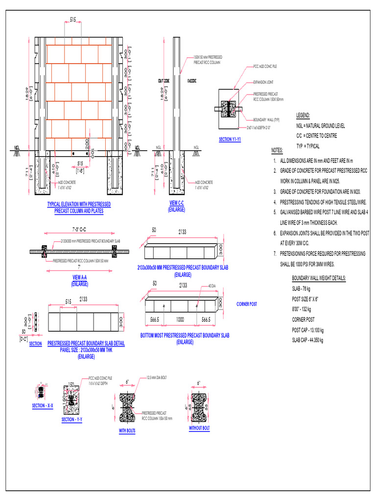 Prestressed Precast Boundary Wall Design | PDF | Prestressed Concrete ...