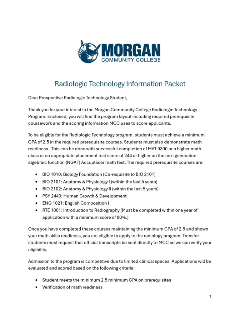 MCC Radiologic Technology Program Guide | PDF | Radiology | Radiography