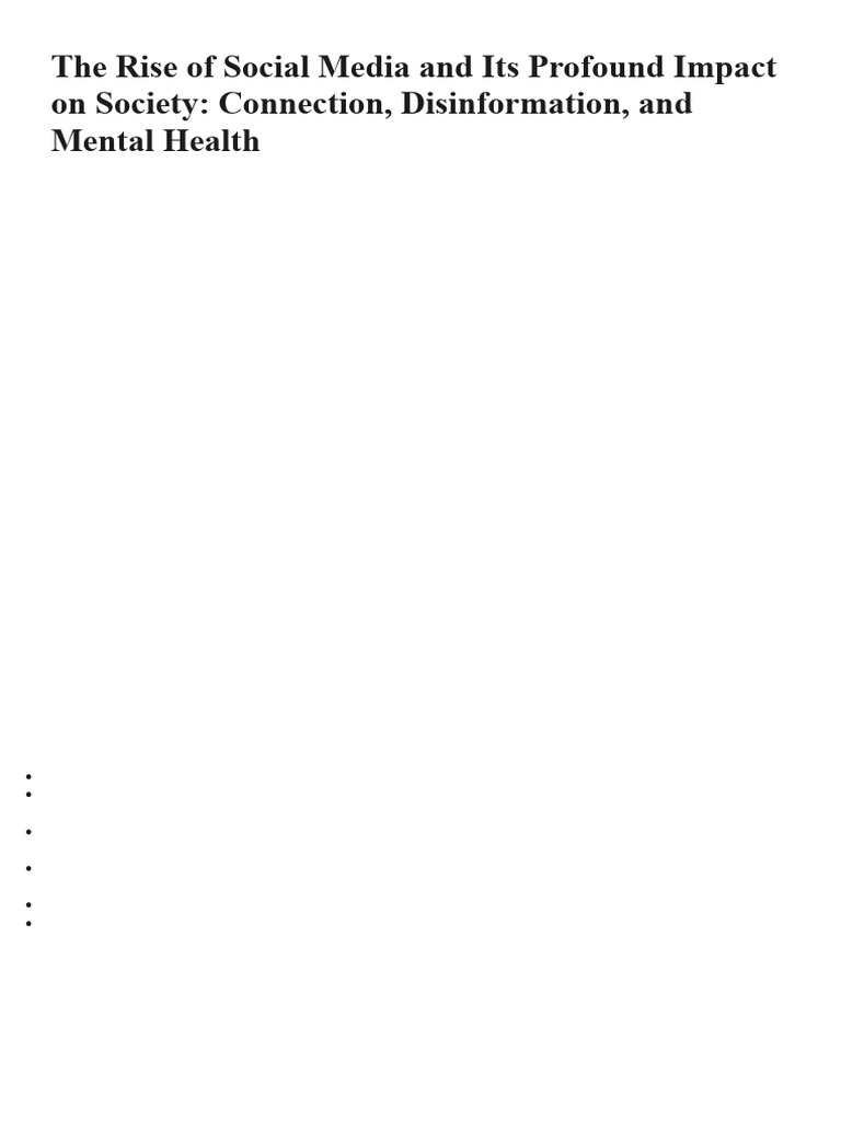 Social Media's Impact on Society | PDF | Social Media | Popular Culture ...