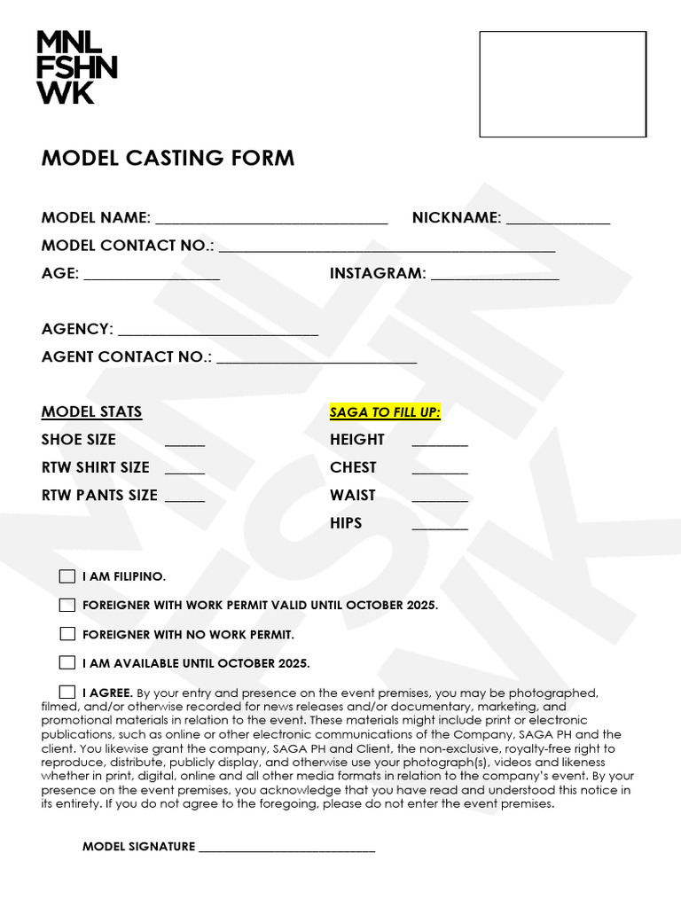 MNLFW Casting Form | PDF