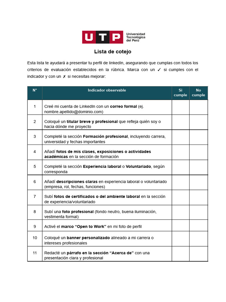 Checklist para Optimizar tu Perfil de LinkedIn | PDF