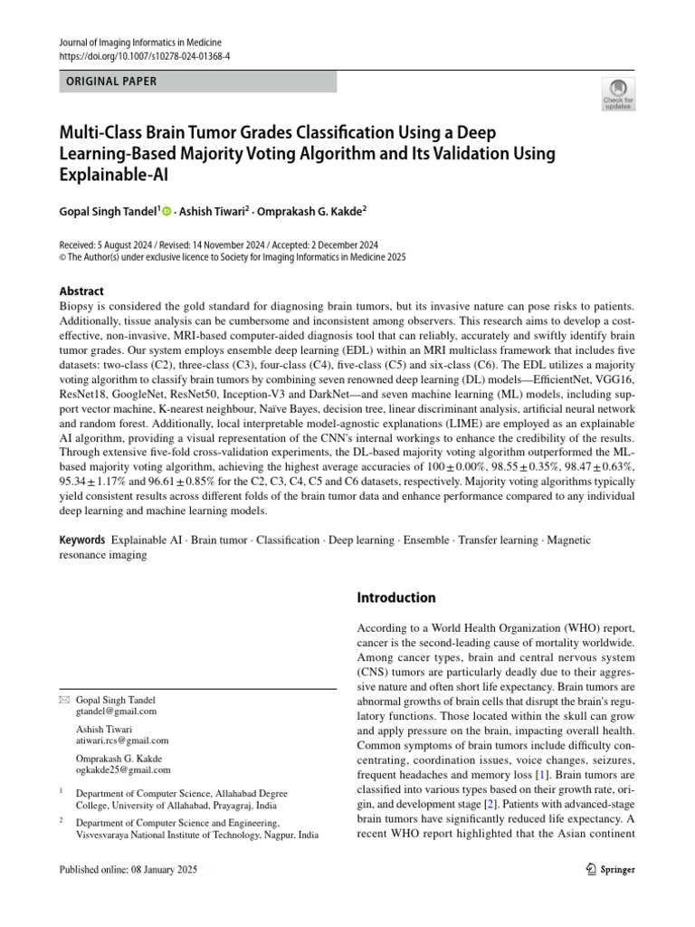 Multi-Class Brain Tumor Classification AI | PDF | Machine Learning ...