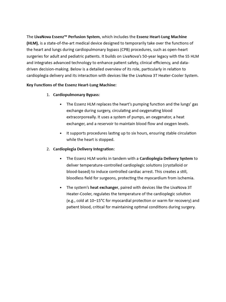 LivaNova Essenz HLM Overview | PDF