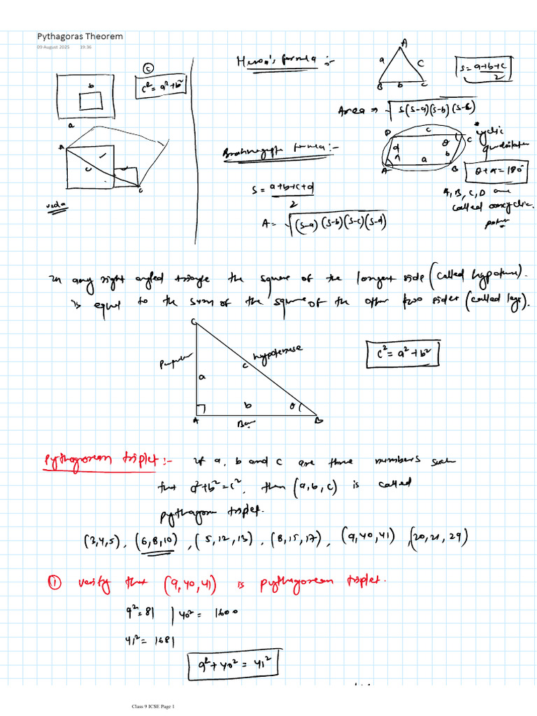 Pythagoras Theorem 09 Aug 25 | PDF