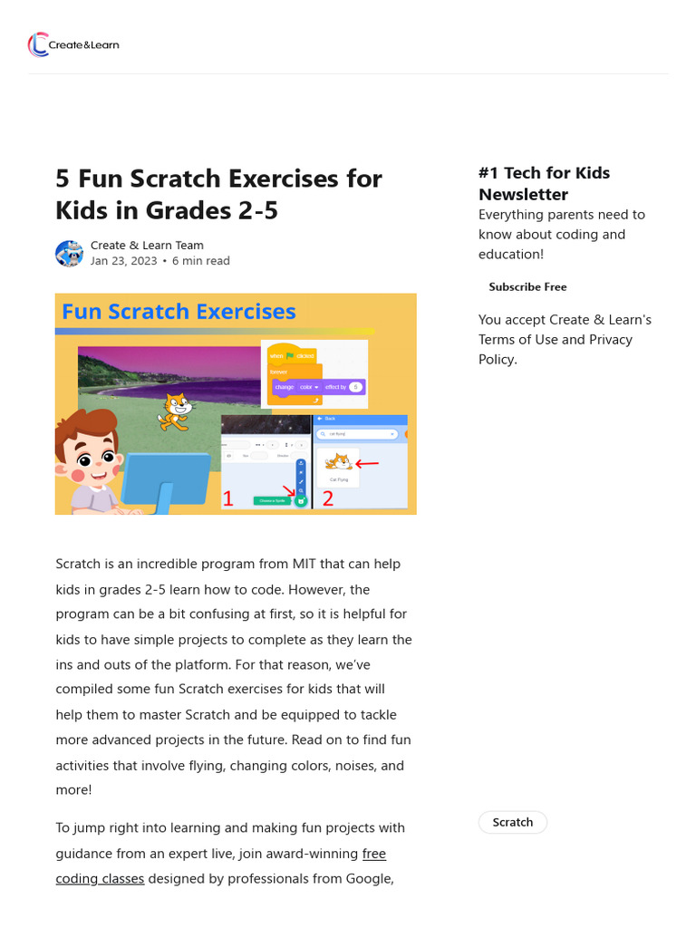 5 Fun Scratch Exercises for Kids in Grades 2-5 | PDF | Scratch ...