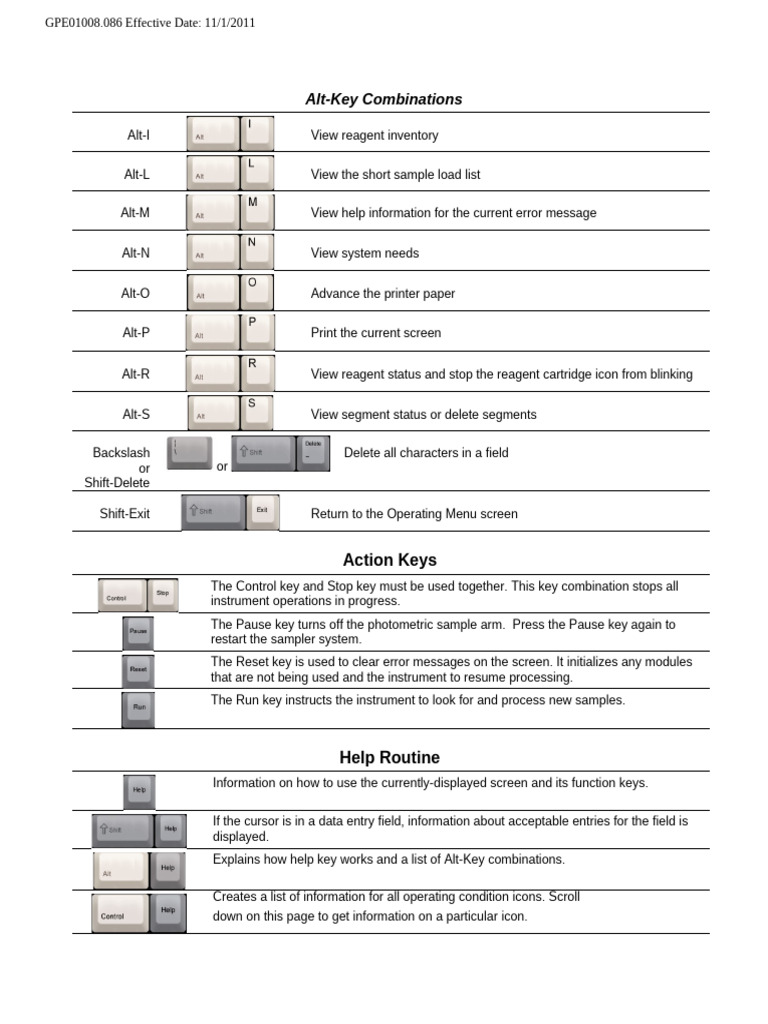 Alt-Key Combinations and Maintenance Guide | PDF