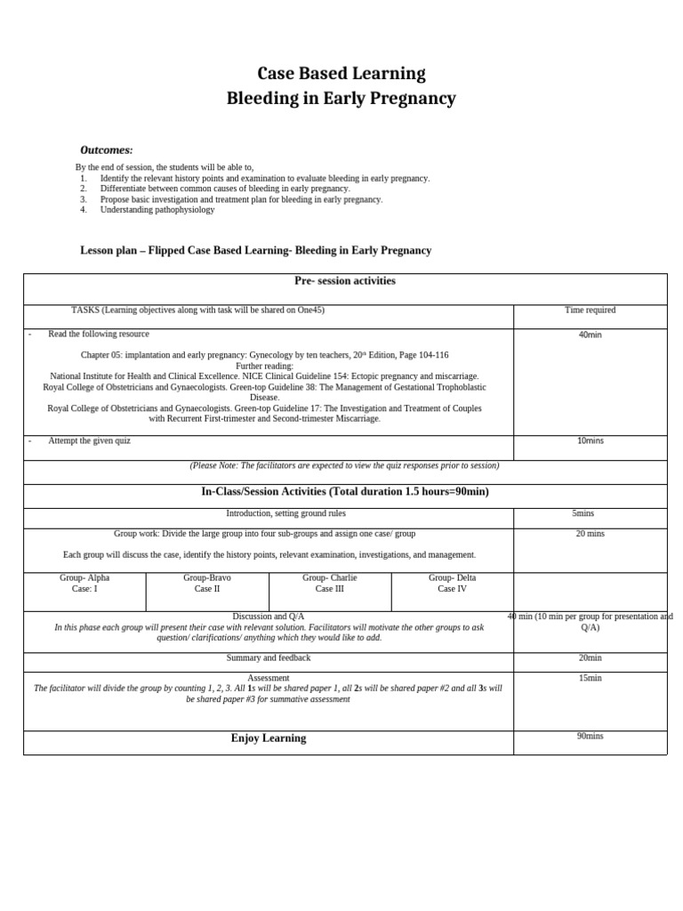 CBIL Pre Reading Material Bleeding in Early Pregnancy | PDF | Pregnancy ...