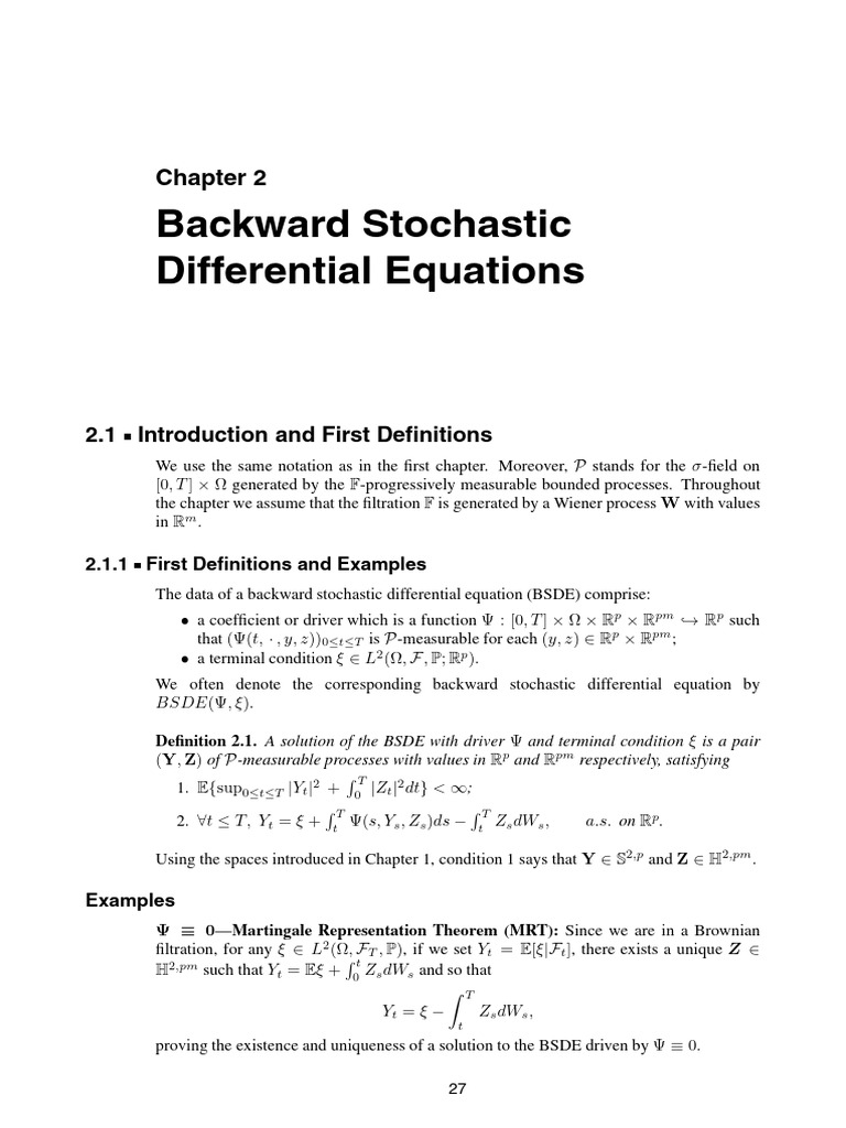 Backward Stochastic Differential Equations | PDF | Stochastic ...