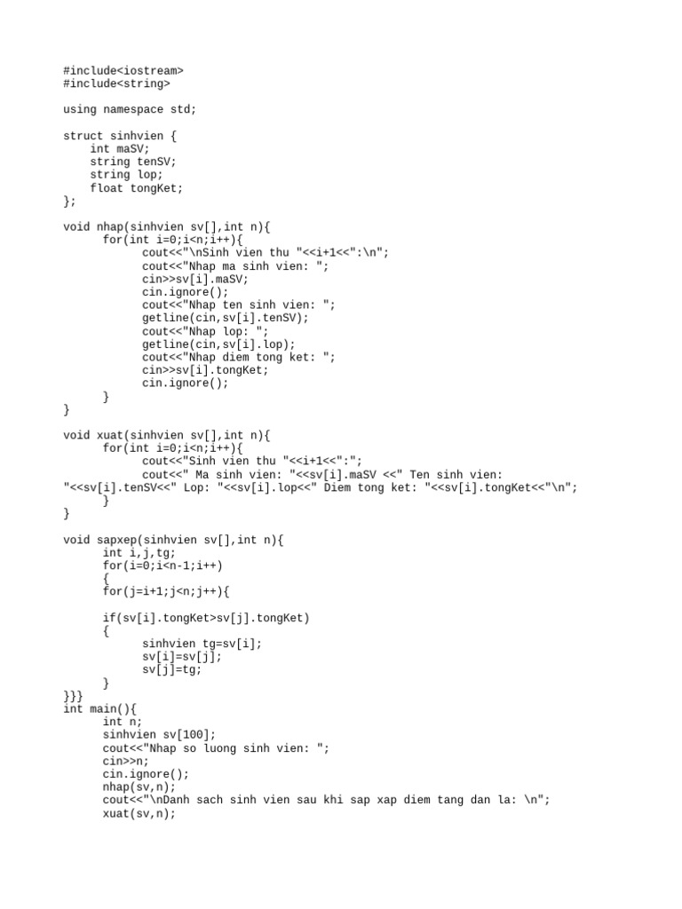 C++ Student Management System Code | PDF