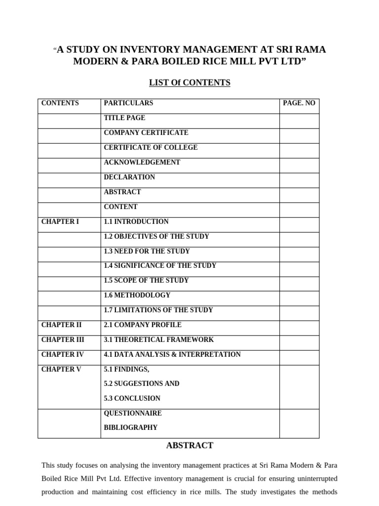 Inventory Management at Sri Rama Rice Mill | PDF | Deferred Tax | Inventory