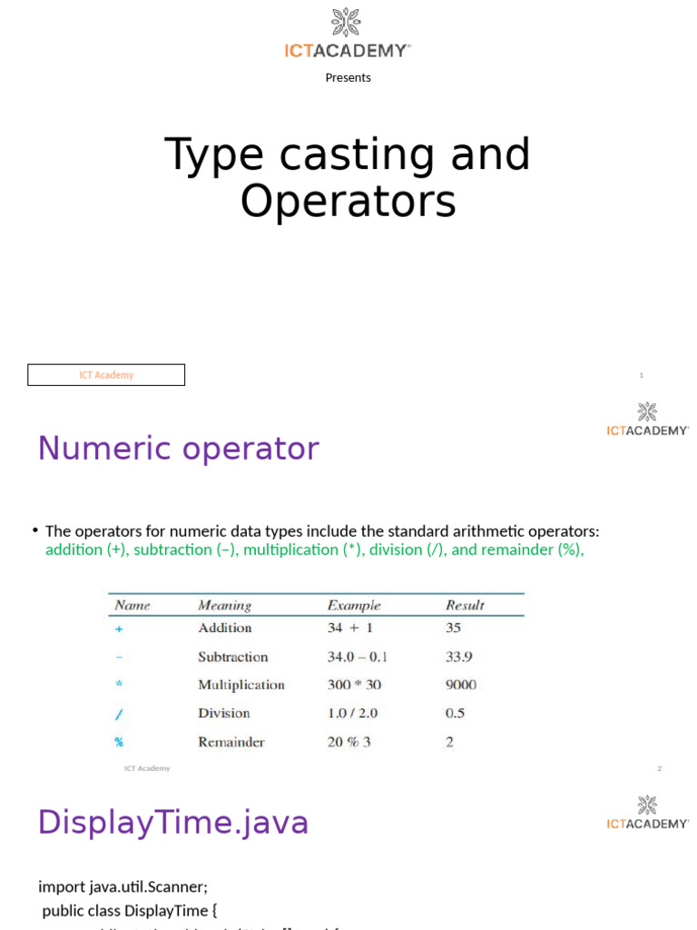 Java Type Casting and Operators Guide | PDF | Boolean Data Type | Data Type