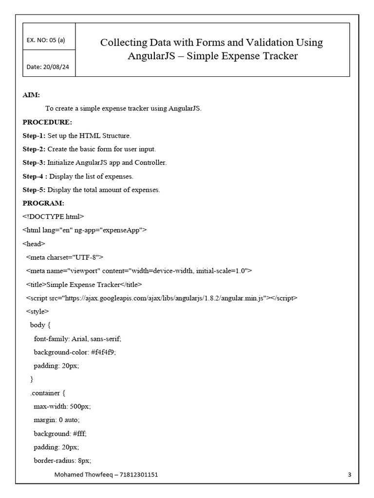 AngularJS Expense Tracker Guide | PDF | Angular Js | Software
