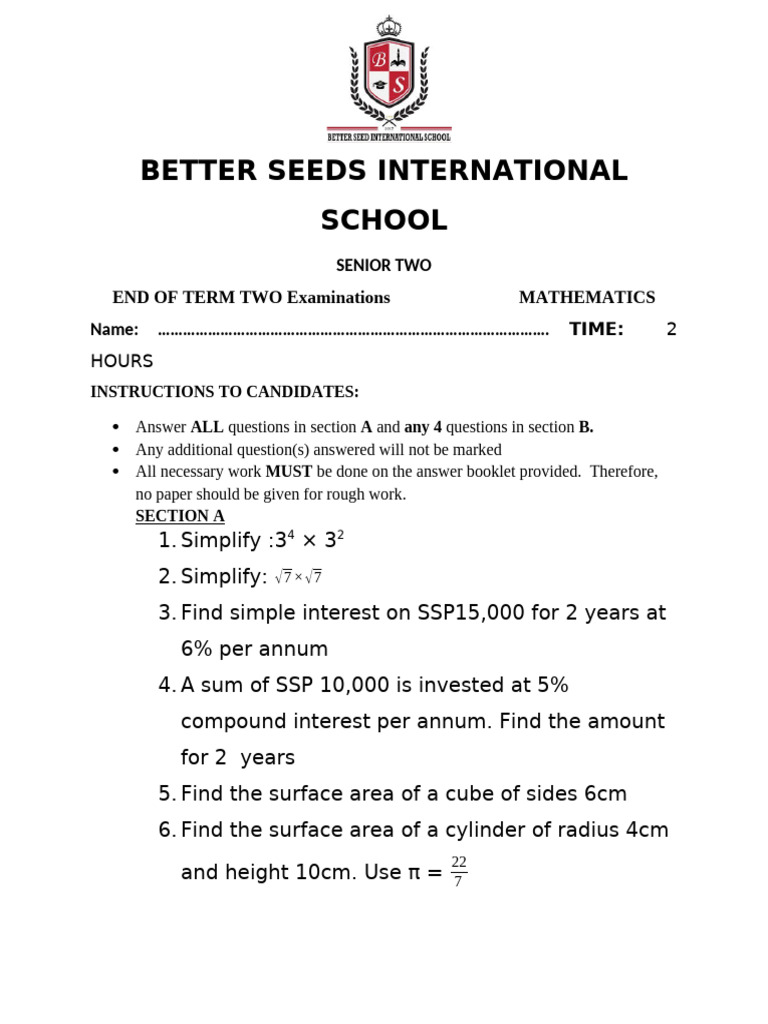 s.2 Mathematics | PDF