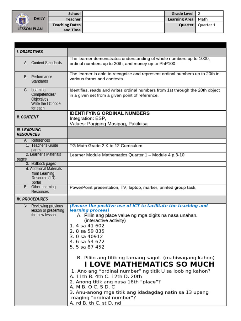 Ordinal Numbers | PDF
