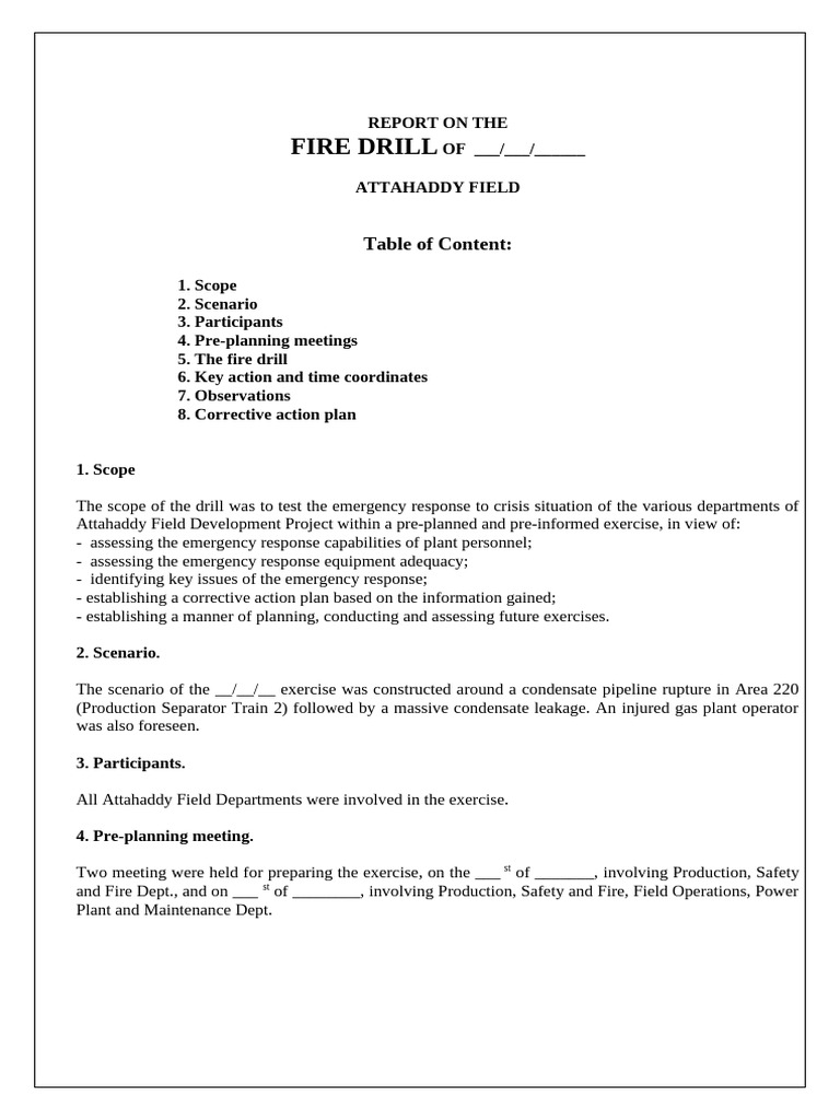 DRAFT Fire Drill Report | PDF | Ambulance | Safety