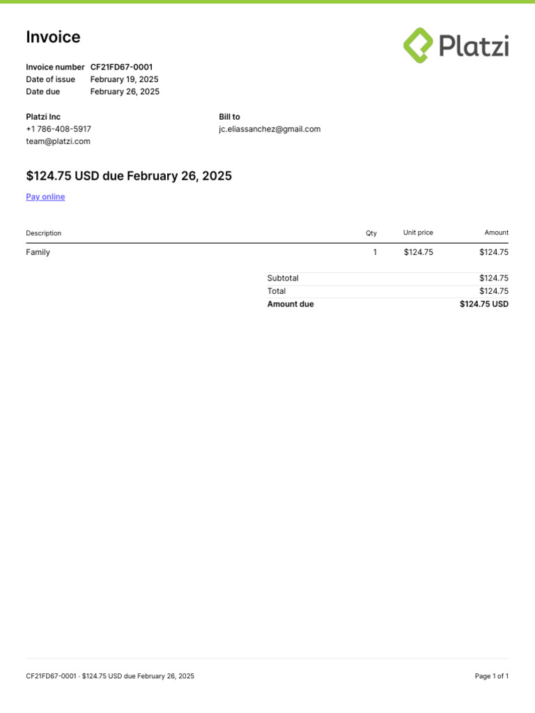 Invoice CF21FD67 0001 | PDF
