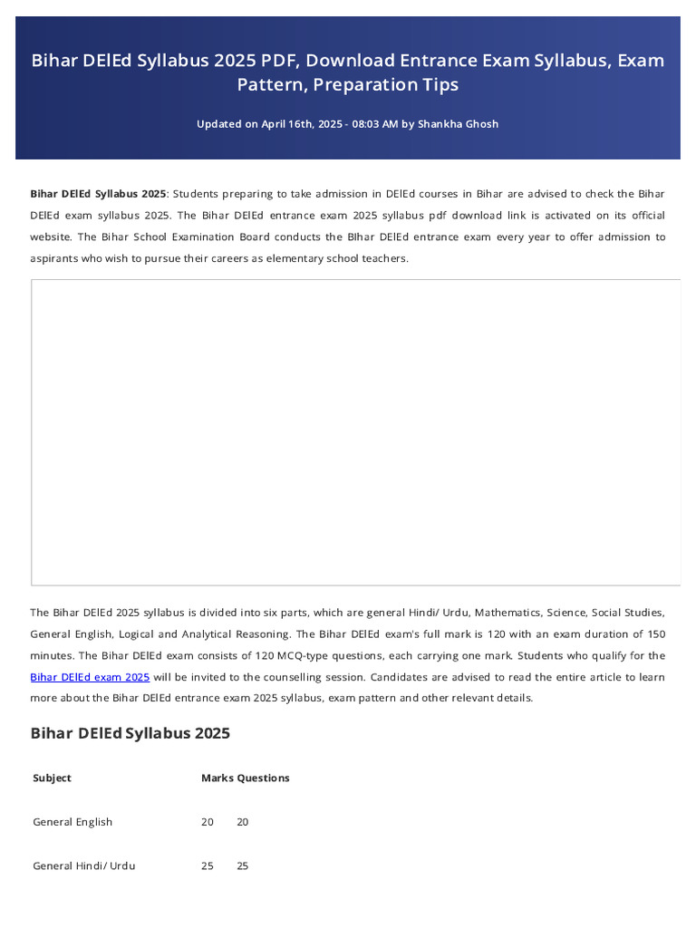 Bihar DElEd 2025 Syllabus Overview | PDF | University And College ...