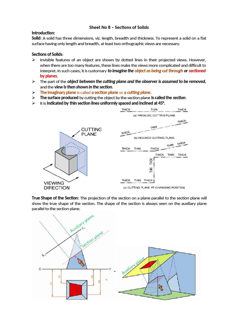 Sections of Solids: Orthographic Views Guide | PDF | Perpendicular ...