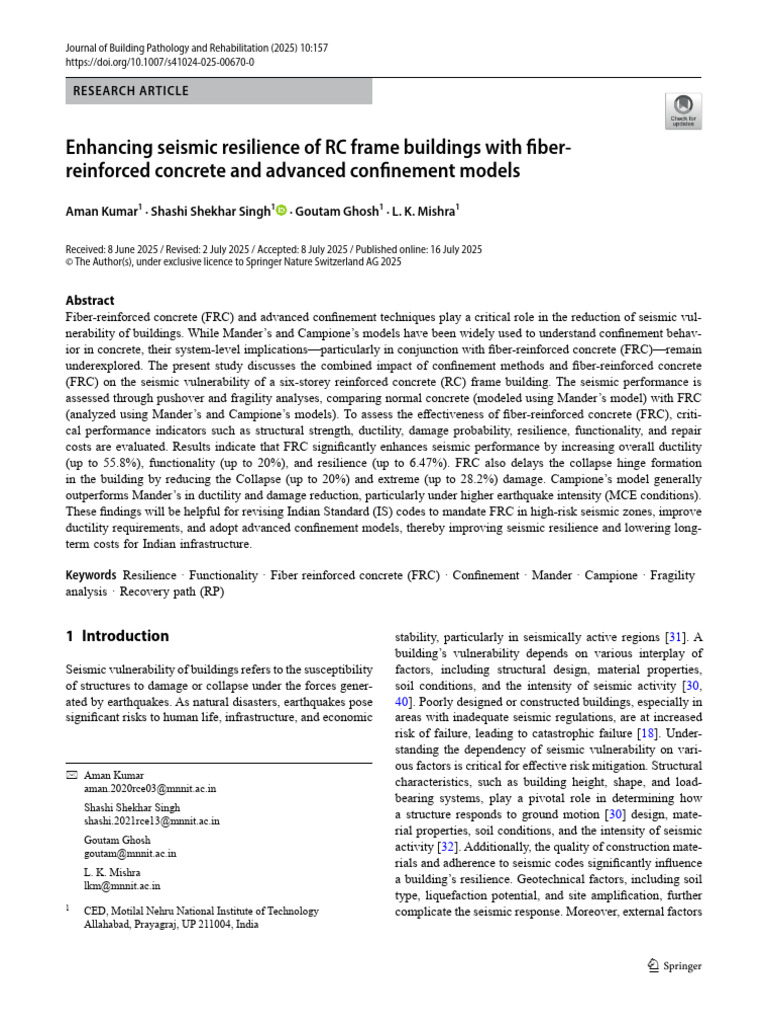 Enhancing Seismic Resilience with FRC | PDF | Strength Of Materials ...