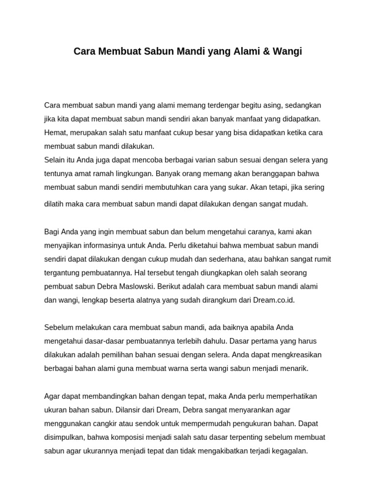 Cara Mudah Membuat Sabun Mandi Alami | PDF