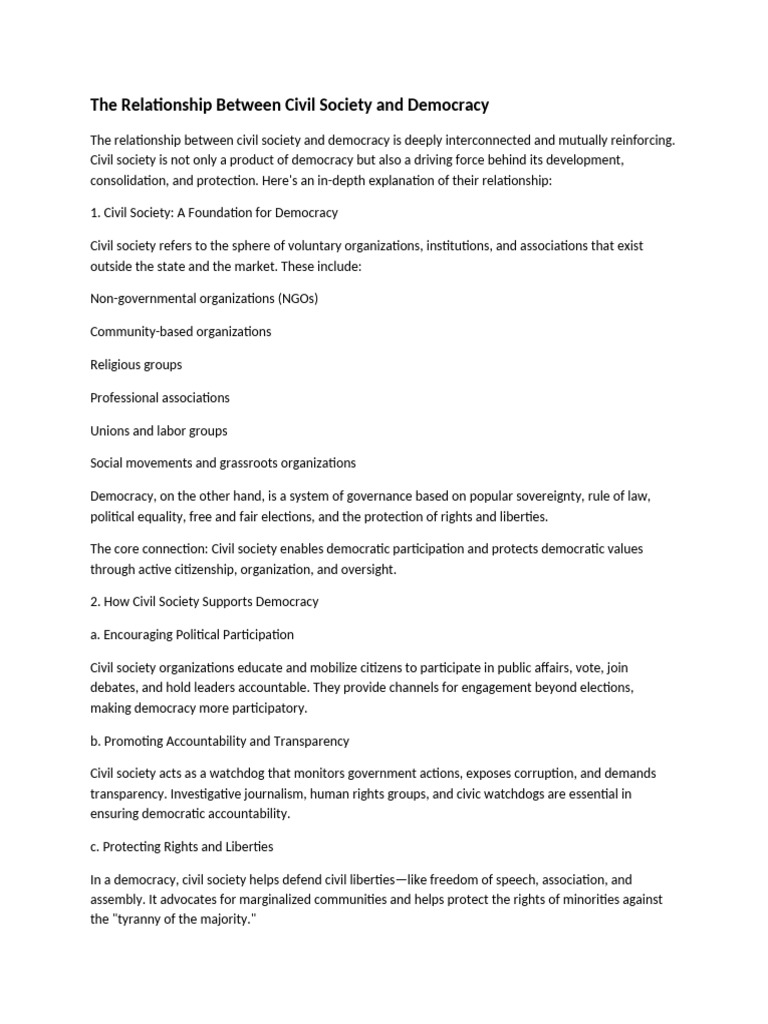 Civil Society's Role in Democracy | PDF | Civil Society | Democracy