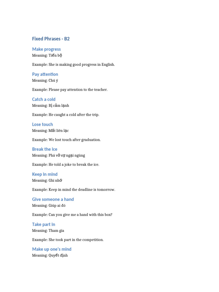 B2 Fixed Phrases Guide | PDF