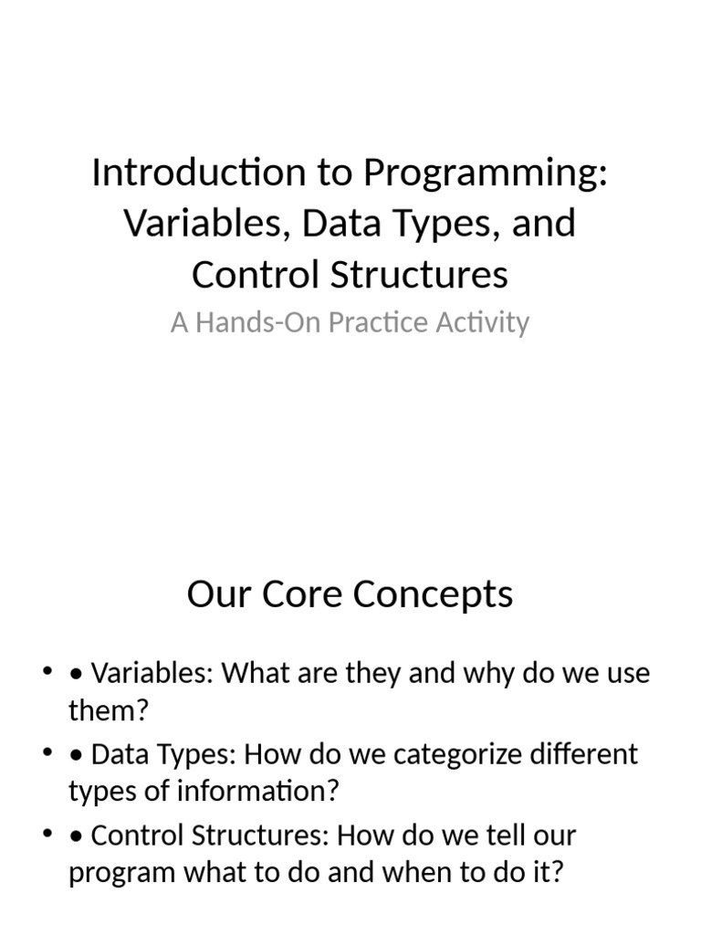 Programming Basics: Variables & Control Structures | PDF