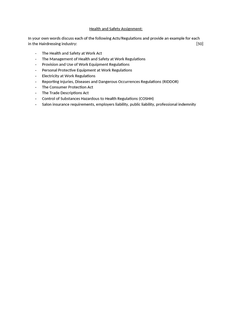 Health and Safety Assignment | PDF