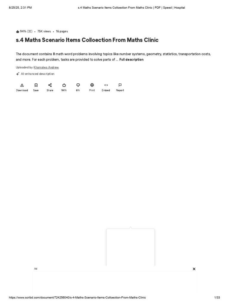 S4 Maths Scenario Problem Collection | PDF | Scribd