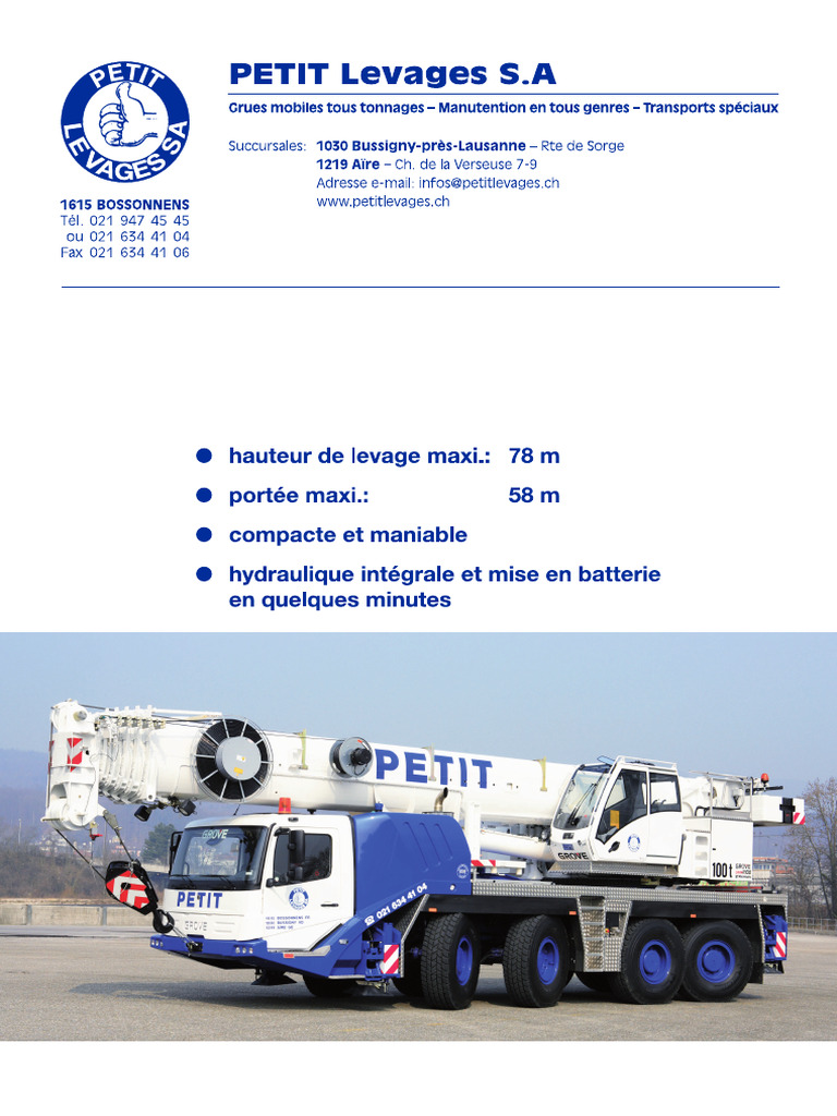 Grue GMK 4100 : Caractéristiques et Capacités | PDF