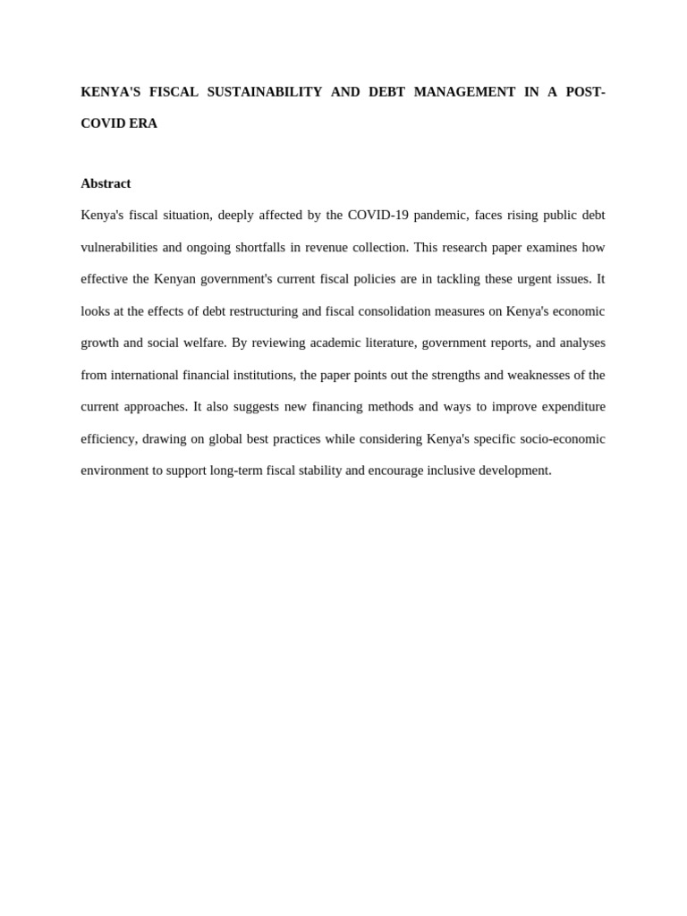 Kenya's Fiscal Sustainability Post-COVID | PDF | Cost Of Living ...