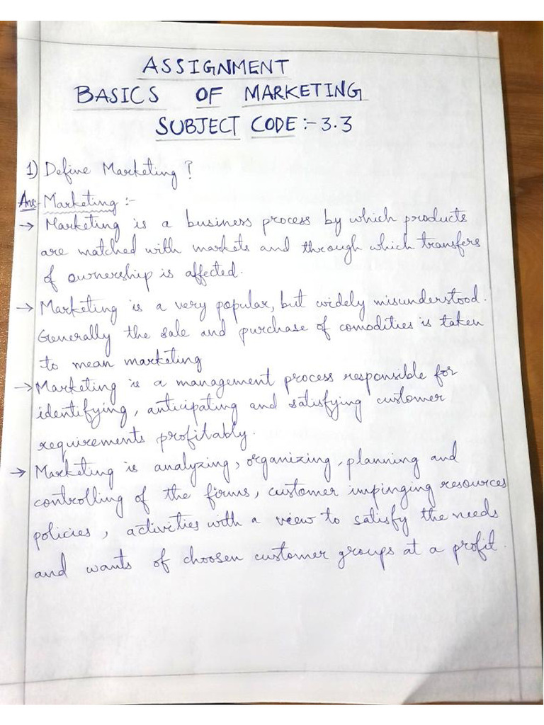 Basics of Marketing Assignment | PDF