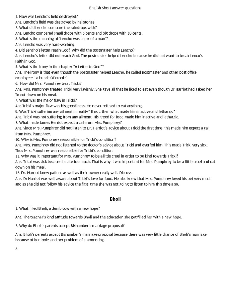 English Short Answer Questions Guide | PDF | Chess Theory | Chess
