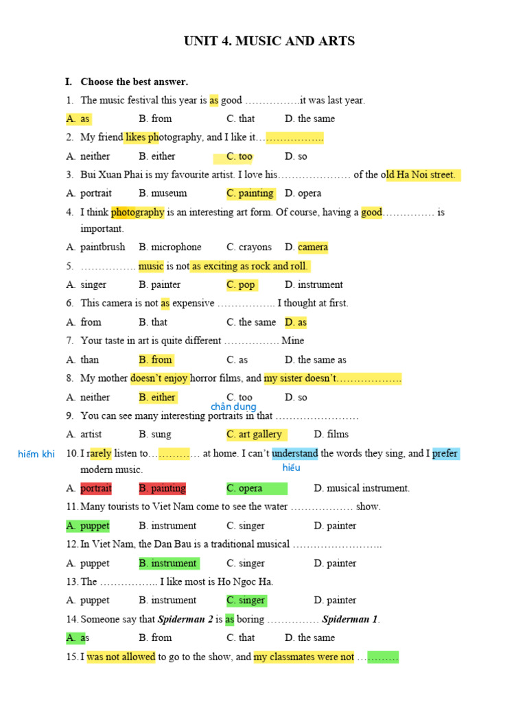 Unit 4: Music and Arts Overview | PDF | Vietnam | Performing Arts
