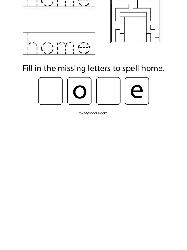 Practice Writing The Word Home Coloring Page - Twisty Noodle | PDF
