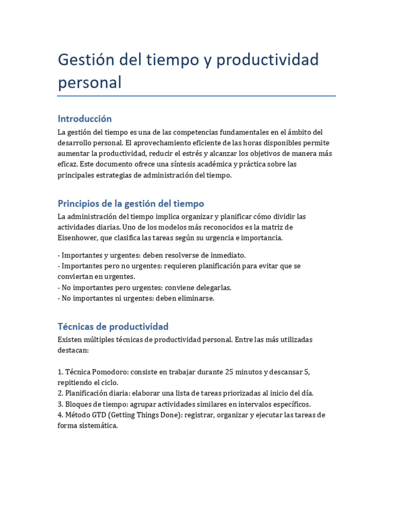 Estrategias de Gestión del Tiempo | PDF