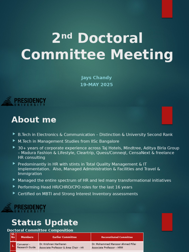 Doctoral Committee Meeting Overview | PDF | Psychology | Qualitative ...