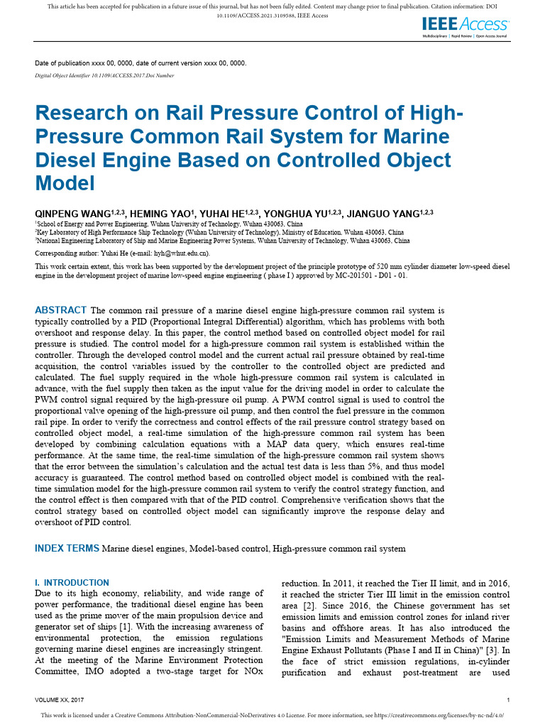 Marine Diesel Engine Rail Pressure Control | PDF | Diesel Engine | Fuel ...